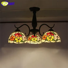 FUMAT Ceiling Light European Vintage Stained Glass Ceiling Lamp Glass Light Fixtures For Living Room Study