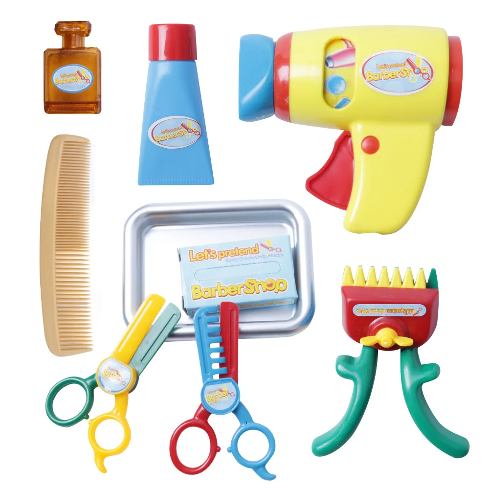Pretend Play Barber Shop Beauty Toy Hair Salon Playset For Kids Cut