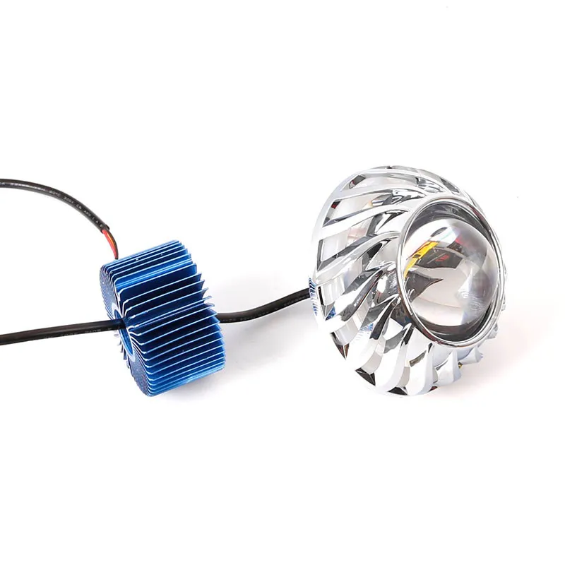 Universal 15w Motorcycle Headlight Led Projector Lens Angel eye and Devil eye (2)