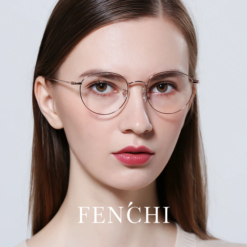 FENCHI, унисекс, мужские и женские очки, оправа, Ретро стиль, круглые очки, прозрачная металлическая оправа для очков, oculos de grau feminino