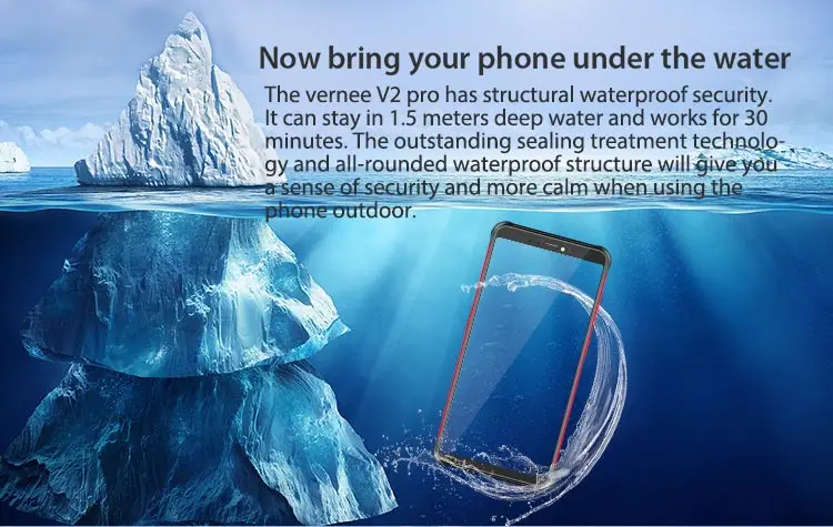 VERNEE V2 PRO 6GB RAM 64GB Helio P23 MTK6763 2.0GHz Octa Core 5.99 Inch IPS Corning Gorilla Glass FHD+ Full Screen Quad Camera IP68 Waterproof Android 8.1 4G LTE Smartphone