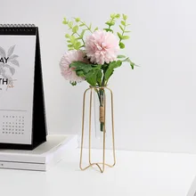 Скандинавском стиле геометрический Форма Стекло золото Железная проволока ваза для цветов дома Свадебные украшения, аксессуары для гостиной бонсай