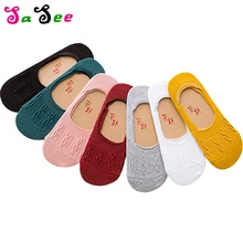 5 пар; женские носки-лодочки; сезон весна-лето-осень; дышащие сетчатые невидимые Нескользящие силиконовые Хлопковые женские носки; женские тапочки; Meias