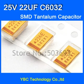 

Free Shipping 100pcs/lot 6032 SMD Tantalum Capacitor 25V 22UF C6032 Tolerance 10%