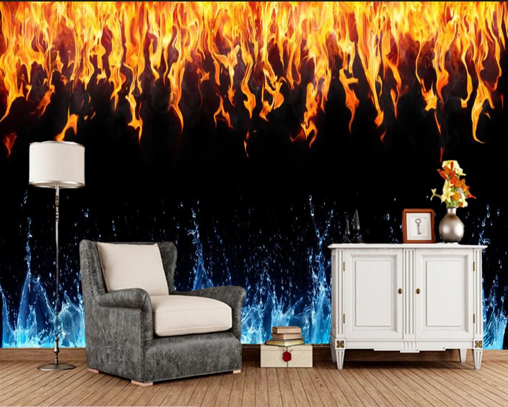 Papel de parede Fire Water Texture Black background Flame wallpaper living  room TV sofa wall bedroom KTV bar restaurant murals|Wallpapers| - AliExpress