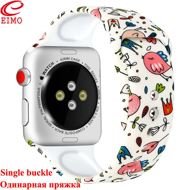 Силиконовый ремешок для apple watch band 42 мм 44 мм iwatch 4 3 band 38 мм 40 мм браслет correa Sport популярные аксессуары для часов с принтом