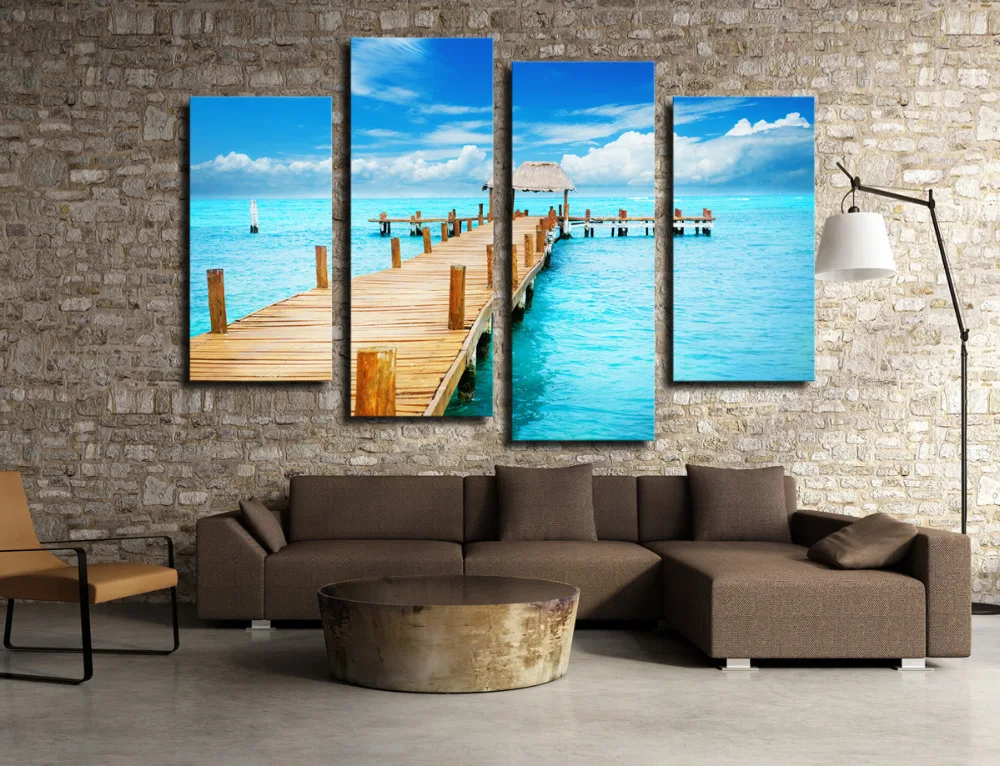 Regalo Venta Caliente 4 Panel Paisaje Corredor Gran Imagen Hd Casa