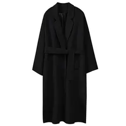 Хепберн ветровое шерстяное пальто женское длинное пальто зима новая Корейская версия профиля выше колена популярное толстое шерстяное