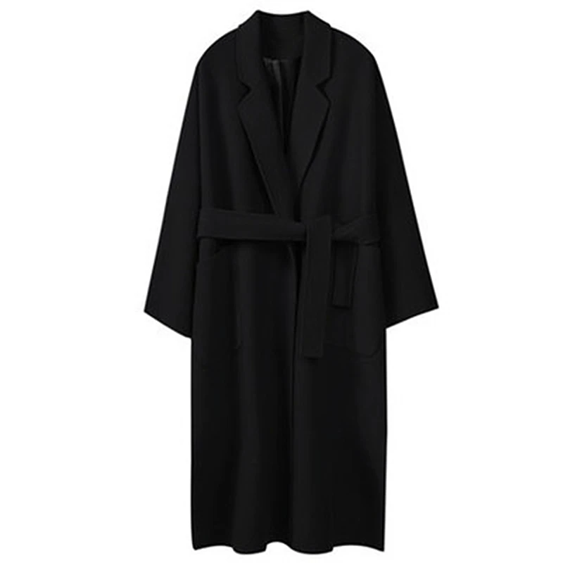 

Hepburn Wind woolen Coat Female Long Section Winter New Korean Version Of The Profile Over The Knee Popular Thick Woolen Coat