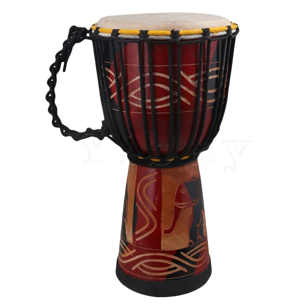 Yibuy 8 Inch Hand Carved African Drum Mini Djembe Drum Percussion Solid