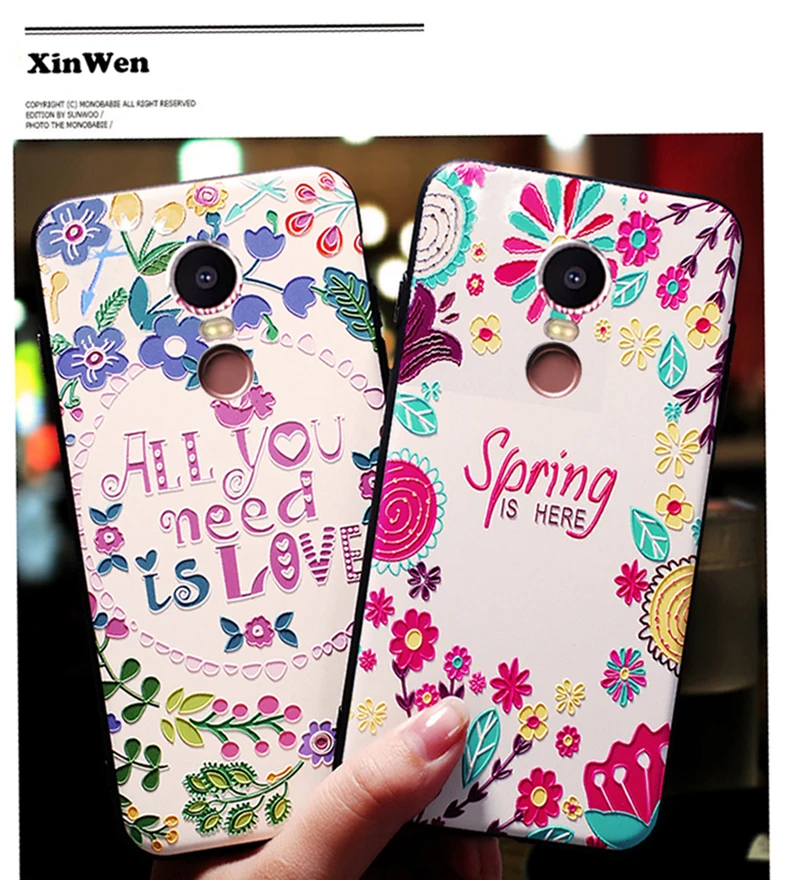

XinWen 3d luxury coque,cover,case For xiaomi Redmi note 4x 4 x note4x silicone Silicon tpu Relief Soft flower phone accessories