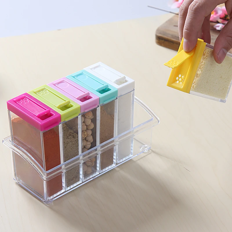 6pcs/set For Spices Storage Box Transparent Spice Jar Set Simple