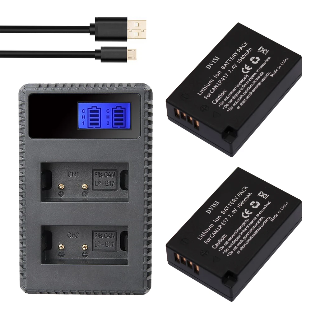 2X LP-E17 LPE17 LP E17 батарея для камеры Акку + LCD USB двойное зарядное устройство Canon EOS M3 750D