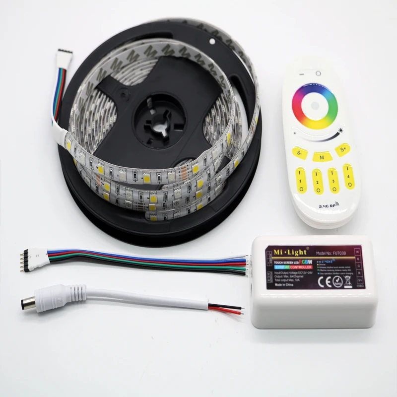 

10M 15M 20M RGBW RGBWW Led Strip Light DC12V Waterproof 5050 SMD + mi-light Led Controller + Power adapter Kit