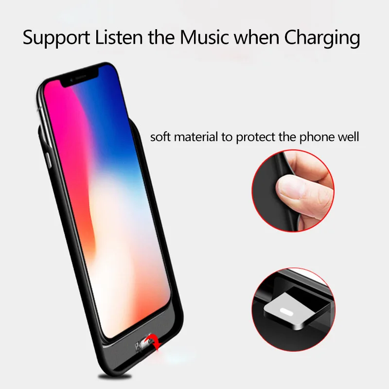 4800 мАч Зарядка батарея чехол для Iphone XS чехол для батареи телефона мощность Беспроводное зарядное устройство чехол поддержка прослушивания музыки