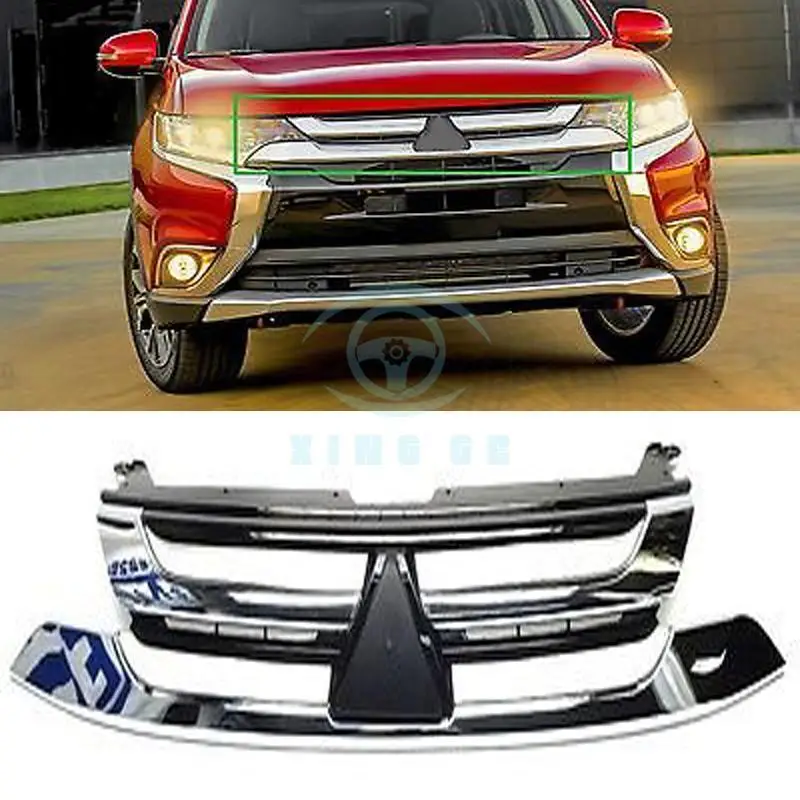 Fit For MITSUBISHI OUTLANDER 2016 Car Front Bumper Bars Grille Chrome