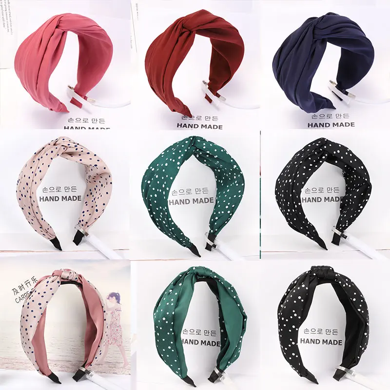 

Cloth Headband 1PC Soft 20 Colors Party Elastic Wide Cross Strip Plastic Hair Hoop Hot Sale Dot Seaside Comfortable Adjustable