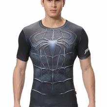 Красный Плюм Для мужчин сжатия Tight Фитнес рубашка, Человек-паук Панцири дышащая Спортивная футболка
