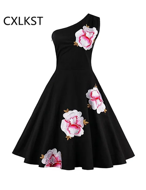 1950s Floral Swing Dress
