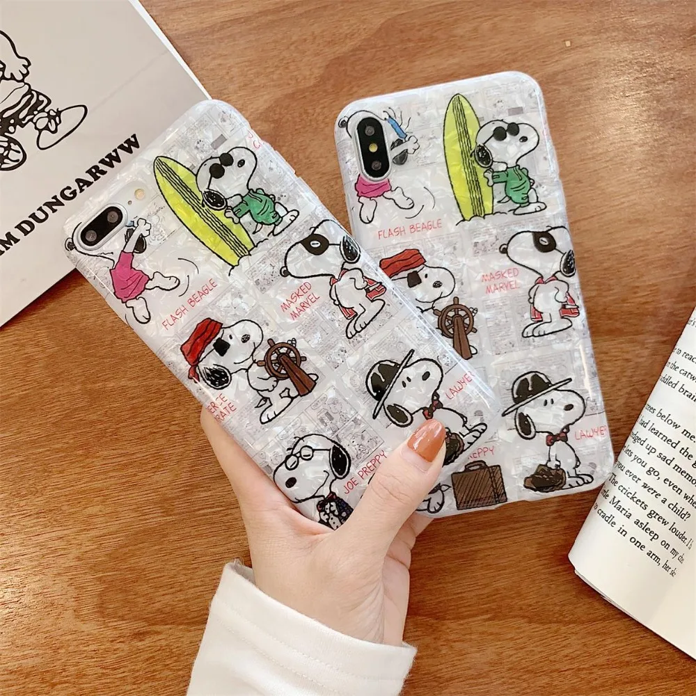

Shell pattern cute cartoon Charlie brown dog mobile phone soft shell For iphone X XR XS MAX 6 6S 7 8Plus rear cover capa fundas
