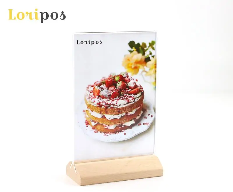 

A4 Restaurant Wooden Price Tag Frame 210*297mm Ads Display Stand Table Sign Menu List Advertising Poster Holder Photo Frame