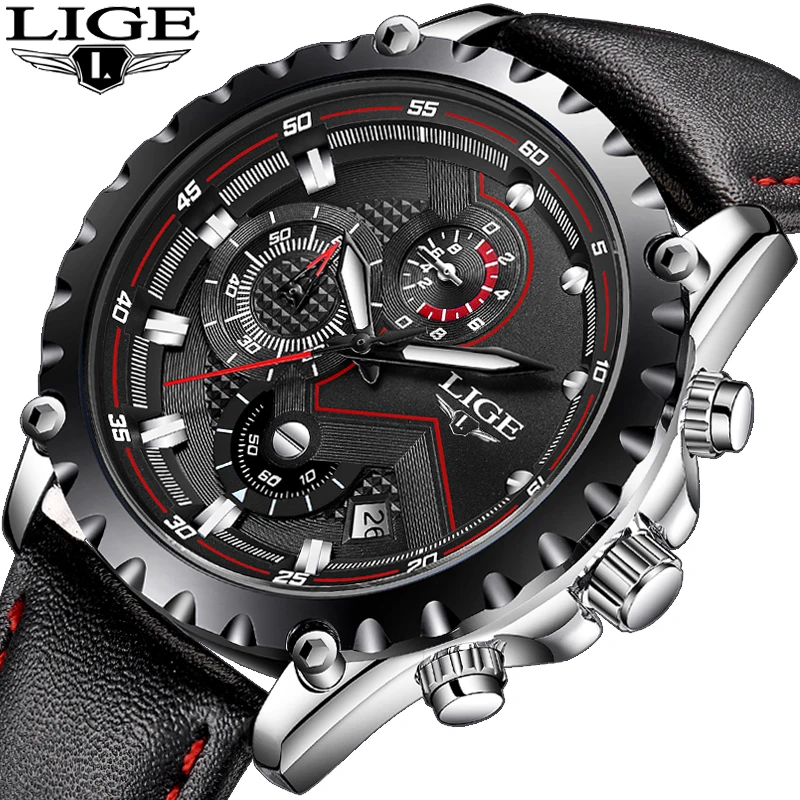 

Watch LIGE Mens Watches Top Brand Luxury Quartz Watch Men Sport Chronograph Military Leather Waterproof Watch Relogio Masculino