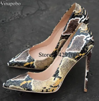 

Newest Mixed Color Snake High Heel Pumps Pointed Toe Stiletto Heels Party Shoes Sexy Spring Autumn Women wedding Shoes Free Ship