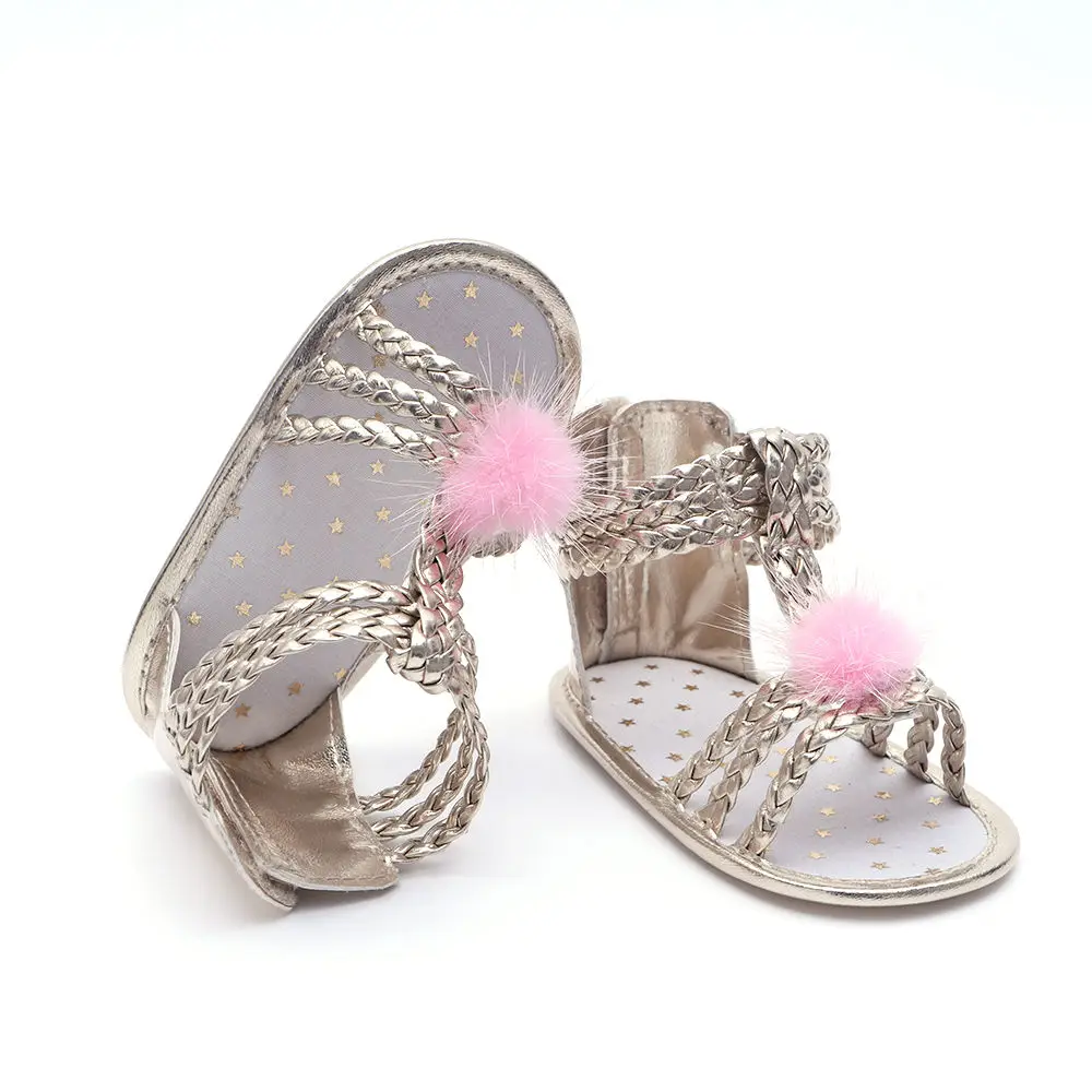 

Newborn Baby Shoes Sweet Girls Summer Walkers Toddler Kid Prewalker Beach Shoes Crib Babe Children Soft Sole Footwear PU Leather