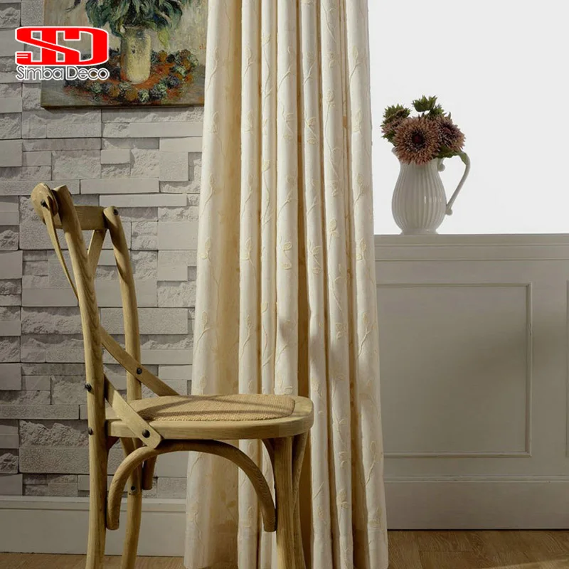 

Embroidered Cotton Curtains for Living Room American style Drapes Leaf Cotton Cortinas for Bedroom Decoration Blackout