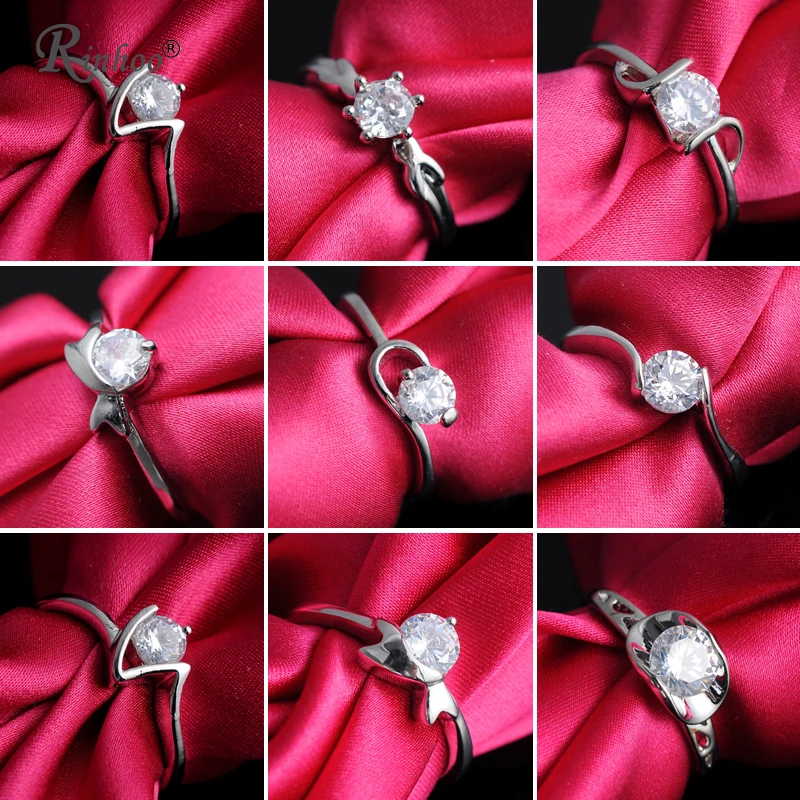 

RINHOO Fashion Silver Color Wedding Rings For Women Big Square Zircon CZ Jewelry Bague Bijoux Femme Engagement Ring