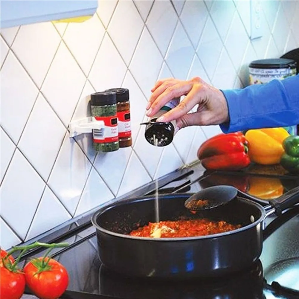 كليب N مخزن المطبخ التوابل منظم خفيفة الوزن تخزين الرف رف المطبخ التوابل التوابل الناقل زجاجة المنظم