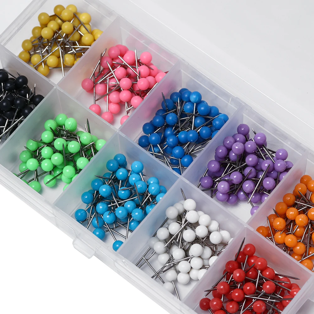 500 Pcs/set Multicolor Round Pearl Head Pins Map Tacks Board Safety