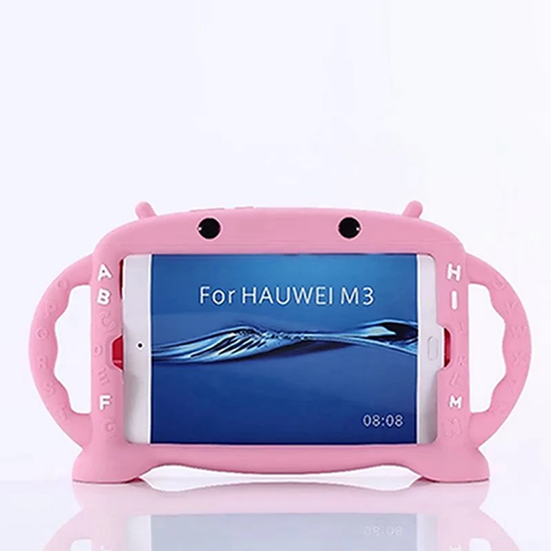 3D противоударный дети мультфильм силиконовый чехол для huawei MediaPad M3 8,4 BTV-W09 BTV-DL09 Ударопрочный Мягкий чехол для huawei M3 планшет - Цвет: Розовый