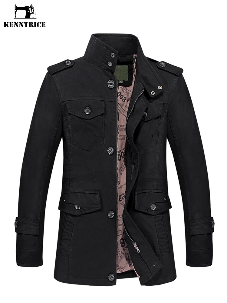 

KENNTRICE New Men's Jacket High Quality Fashion Business Trench Coat Men Spring Solid Color Vintage Jacket Plus Size L-6xl