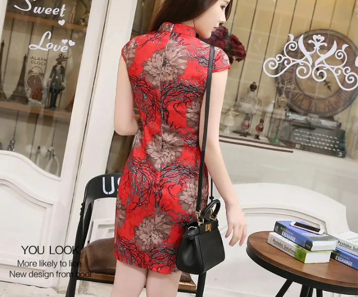 New Women Chinese Embroidery Designs Cheongsam Dress Oriental Style Gold Thread Phenix Qipao Short Low Slits 4XL Plus Size xxxxl (7)