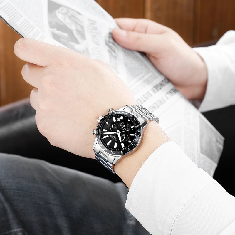 Relogio masculino GUANQIN мужские часы Топ бренд класса люкс бизнес нержавеющая сталь кварцевые часы мужские спортивные водонепроницаемые наручные часы