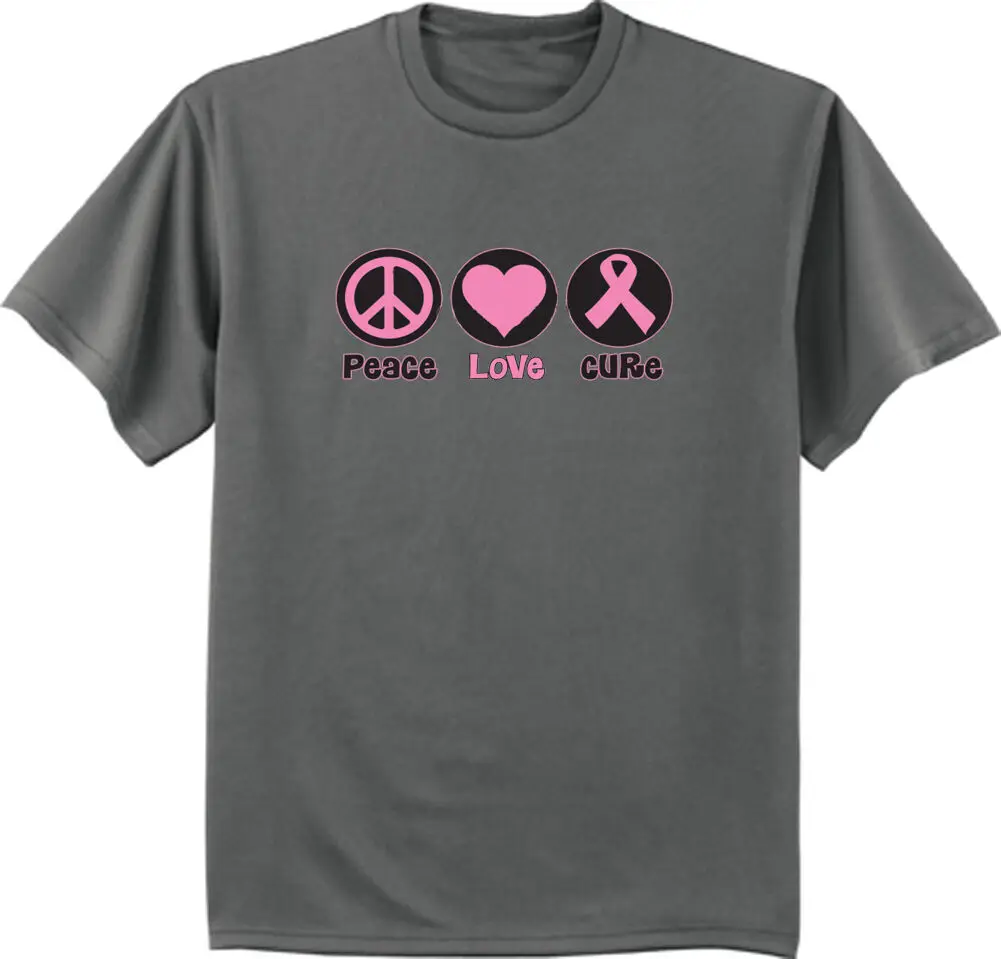 Футболка с надписью Peace Love Cure футболка розовой лентой дешевая мужская оптовая