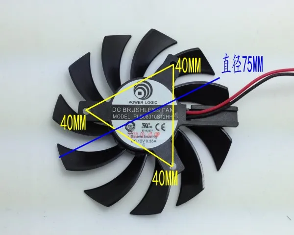 Новый оригинальный вентилятор Охлаждения видеокарты gt440 gt620 gt630 PLD08010S12HH 12 В 0 35 а