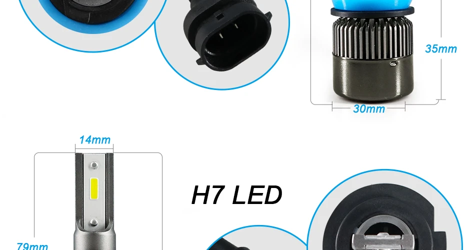 HLXG led A5 mini size slient fan H4 H7 led car headlights H11 9005 900615