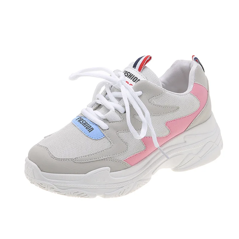 

2019 spring new versatile lightweight and comfortable mesh shoes laced shoes vulcanized shoes breathable tide shoes