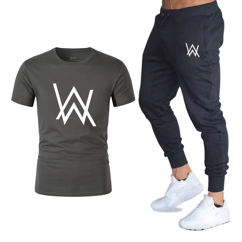 Модные мужские наборы музыка DJ Божественная комедия Alan Walker принт футболка + брюки брендовый спортивный костюм мужские повседневные