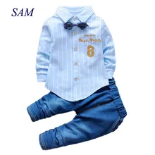 Коллекция года, Осенние комплекты детской одежды Новая модная рубашка для маленьких мальчиков костюмы джентльмена Детский костюм для мальчиков