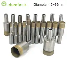 5pcs Sintered diamond hole saw steel body drill bit for glass and agate total Length 50mm Diameter 42~59mm glass tool zt003