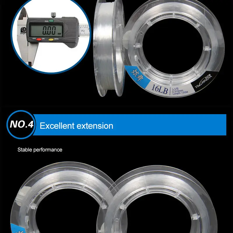 Tsurinoya 120 M 6LB-16LB прочная и эластичная Моноволокно импортная нейлоновая леска и устойчивая к истиранию леска