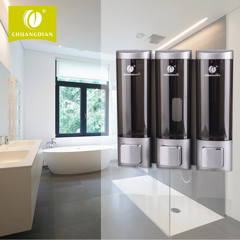 Three Head Liquid Soap Dispenser Wall-mounted Bathroom Hand Sanitizer Shower Shampoo Dispenser Hotel Liquid Soap Container wall mounted elbow hand sanitizer soap dispenser used in hospital for holder