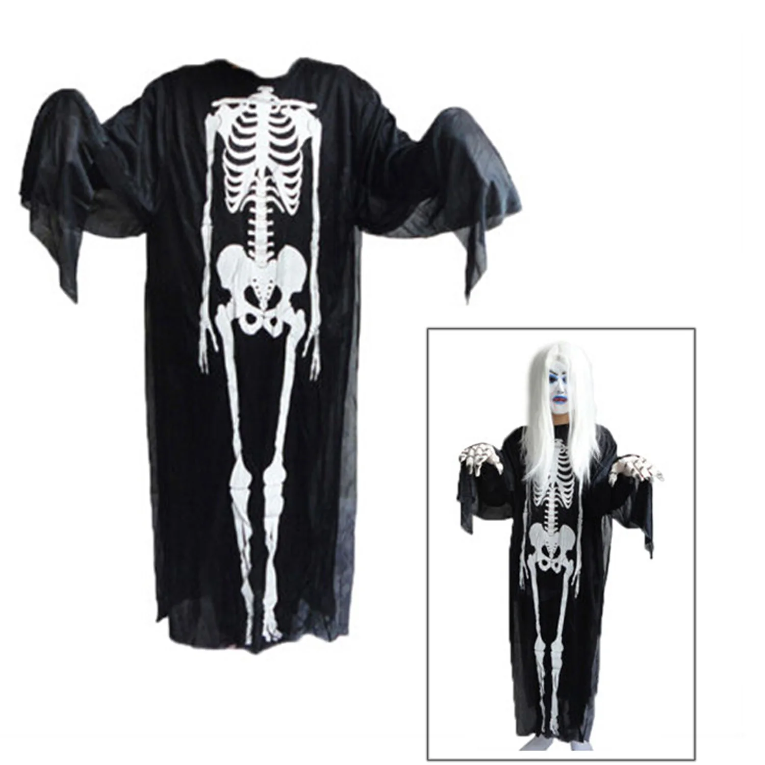

Besegad Halloween Costume Decoration Props Dress Adult Skeleton Ghost Clothes Horrifying Novelty Horrible Scary Prank Toy Gifts