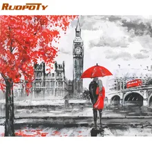 RUOPOTY рамка Diy картина по номерам Лондон любовник акриловая настенная художественная картина по номерам Картина на холсте для украшения дома искусство