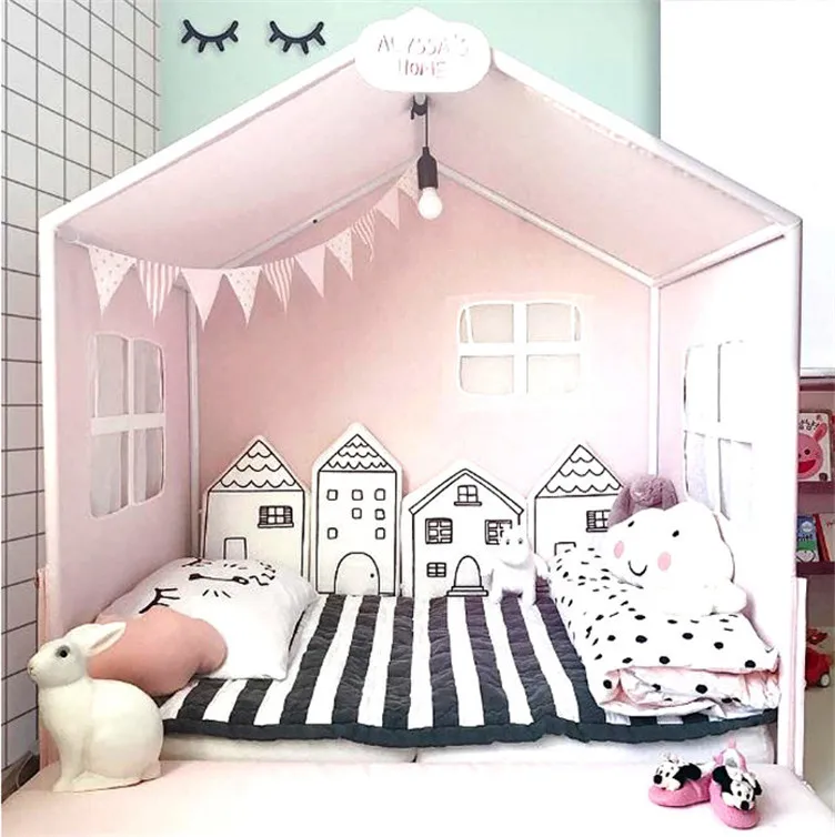 4pcs Set Baby Kids Bed Bumper Crib Cot Cotton Pillow Cushion Around Children's Room Decor Decorations Mattres Bedding Protector  1