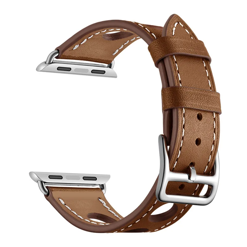 Натуральная кожа ремешок для наручных часов Apple Watch, ремешок 42 мм, 38 мм, Версия 44 мм 40 мм iwatch 4/3/2/1 ремень замена часы браслет на запястье - Цвет ремешка: brown