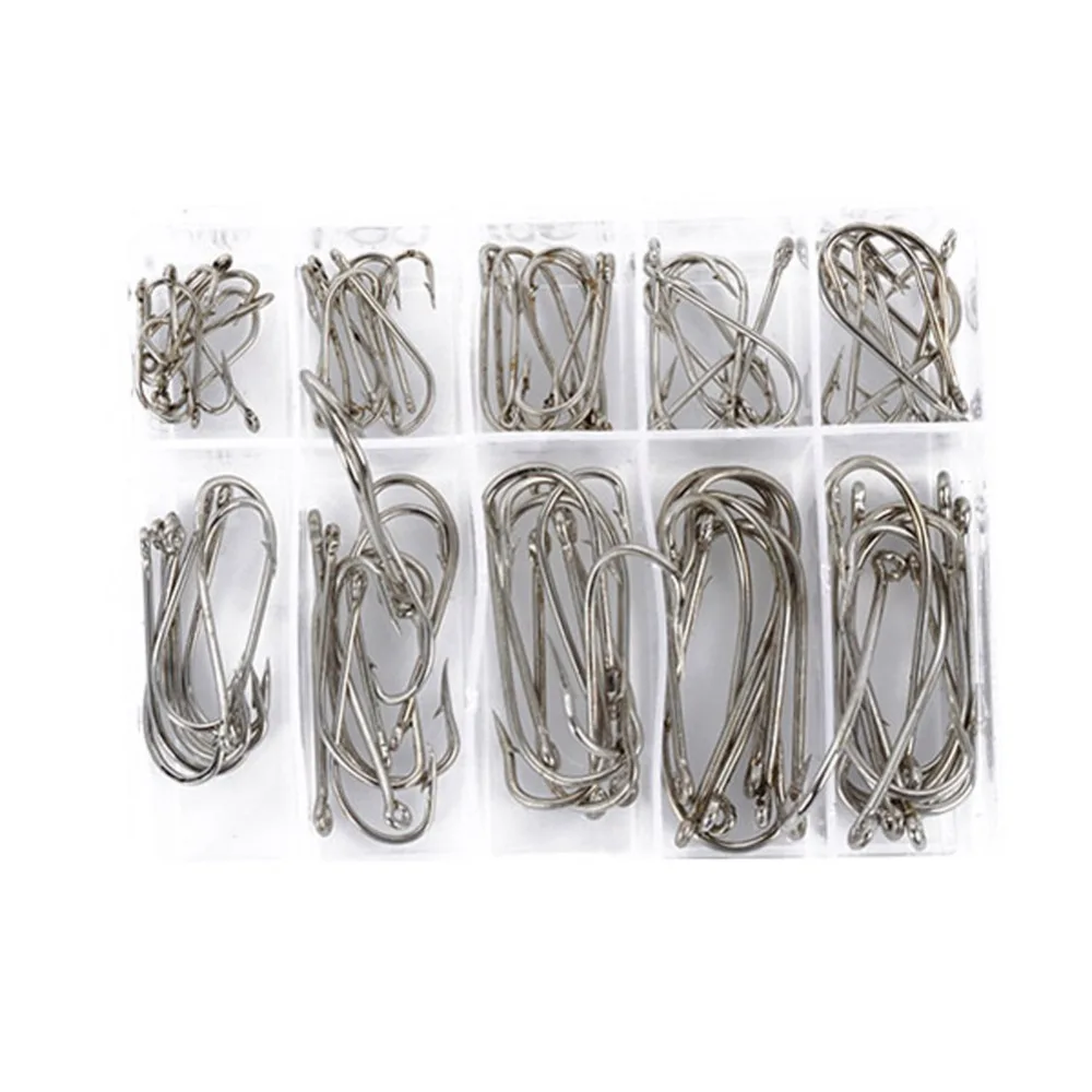 

100 Pcs Fishing Tackle Boxes Hot Sales Sea Fly Fishing Hooks Tackle Set With Box 10 Size Fresh Water Wholesal Fishhooks 2017